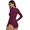 image:imageANRABESS Womens Long Sleeve Thermal Bodysuit TopsWine Red