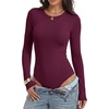 image:imageANRABESS Womens Long Sleeve Thermal Bodysuit TopsWine Red