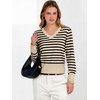 image:imageANRABESS Womens Long Sleeve V Neck Cropped Sweaters Fall OutfitsAlmond Black Stripe
