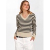image:imageANRABESS Womens Long Sleeve V Neck Cropped Sweaters Fall OutfitsAlmond Black Stripe