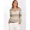 image:imageANRABESS Womens Long Sleeve V Neck Cropped Sweaters Fall OutfitsAlmond White Stripe
