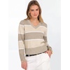 image:imageANRABESS Womens Long Sleeve V Neck Cropped Sweaters Fall OutfitsAlmond White Stripe
