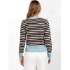 image:imageANRABESS Womens Long Sleeve V Neck Cropped Sweaters Fall OutfitsBlue Coffee White Stripe