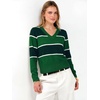 image:imageANRABESS Womens Long Sleeve V Neck Cropped Sweaters Fall OutfitsGreen White Stripe