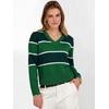 image:imageANRABESS Womens Long Sleeve V Neck Cropped Sweaters Fall OutfitsGreen White Stripe