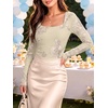 image:imageANRABESS Womens Mesh Long Sleeve Tops Embroidered Floral ShirtBeige