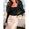 image:imageANRABESS Womens Mesh Long Sleeve Tops Embroidered Floral ShirtBlack