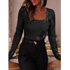 image:imageANRABESS Womens Mesh Long Sleeve Tops Embroidered Floral ShirtBlack