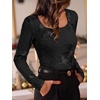 image:imageANRABESS Womens Mesh Long Sleeve Tops Embroidered Floral ShirtBlack