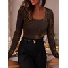 image:imageANRABESS Womens Mesh Long Sleeve Tops Embroidered Floral ShirtCoffee