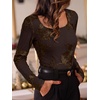 image:imageANRABESS Womens Mesh Long Sleeve Tops Embroidered Floral ShirtCoffee