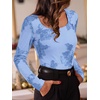 image:imageANRABESS Womens Mesh Long Sleeve Tops Embroidered Floral ShirtSky Blue