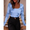 image:imageANRABESS Womens Mesh Long Sleeve Tops Embroidered Floral ShirtSky Blue