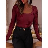 image:imageANRABESS Womens Mesh Long Sleeve Tops Embroidered Floral ShirtWine Red