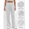 image:imageANRABESS Womens Sweatpants Straight Leg Fall Lounge Striped Track PantsLight Grey