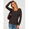 image:imageANRABESS Womens Thermal Shirts Henley Long Sleeve Fleece Tops Basic TeeDeep Brown