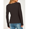 image:imageANRABESS Womens Thermal Shirts Henley Long Sleeve Fleece Tops Basic TeeDeep Brown