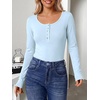 image:imageANRABESS Womens Thermal Shirts Henley Long Sleeve Fleece Tops Basic TeeLight Blue