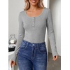 image:imageANRABESS Womens Thermal Shirts Henley Long Sleeve Fleece Tops Basic TeeLight Grey