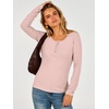image:imageANRABESS Womens Thermal Shirts Henley Long Sleeve Fleece Tops Basic TeePink