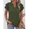 image:imageANRABESS Womens Tops Dressy Casual Blouse Flutter Short Sleeve ShirtsArmy Green