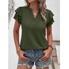 image:imageANRABESS Womens Tops Dressy Casual Blouse Flutter Short Sleeve ShirtsArmy Green