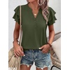 image:imageANRABESS Womens Tops Dressy Casual Blouse Flutter Short Sleeve ShirtsArmy Green