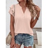 image:imageANRABESS Womens Tops Dressy Casual Blouse Flutter Short Sleeve ShirtsBeige