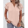 image:imageANRABESS Womens Tops Dressy Casual Blouse Flutter Short Sleeve ShirtsBeige