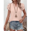 image:imageANRABESS Womens Tops Dressy Casual Blouse Flutter Short Sleeve ShirtsBeige