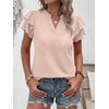 image:imageANRABESS Womens Tops Dressy Casual Blouse Flutter Short Sleeve ShirtsBeige