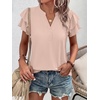 image:imageANRABESS Womens Tops Dressy Casual Blouse Flutter Short Sleeve ShirtsBeige
