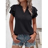 image:imageANRABESS Womens Tops Dressy Casual Blouse Flutter Short Sleeve ShirtsBlack