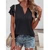 image:imageANRABESS Womens Tops Dressy Casual Blouse Flutter Short Sleeve ShirtsBlack