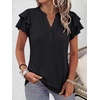 image:imageANRABESS Womens Tops Dressy Casual Blouse Flutter Short Sleeve ShirtsBlack