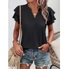 image:imageANRABESS Womens Tops Dressy Casual Blouse Flutter Short Sleeve ShirtsBlack
