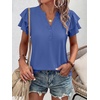 image:imageANRABESS Womens Tops Dressy Casual Blouse Flutter Short Sleeve ShirtsBlue