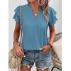 image:imageANRABESS Womens Tops Dressy Casual Blouse Flutter Short Sleeve ShirtsBlue Green
