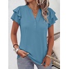 image:imageANRABESS Womens Tops Dressy Casual Blouse Flutter Short Sleeve ShirtsBlue Green