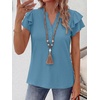 image:imageANRABESS Womens Tops Dressy Casual Blouse Flutter Short Sleeve ShirtsBlue Green