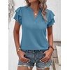 image:imageANRABESS Womens Tops Dressy Casual Blouse Flutter Short Sleeve ShirtsBlue Green