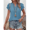 image:imageANRABESS Womens Tops Dressy Casual Blouse Flutter Short Sleeve ShirtsBlue Green