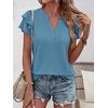 image:imageANRABESS Womens Tops Dressy Casual Blouse Flutter Short Sleeve ShirtsBlue Green
