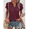 image:imageANRABESS Womens Tops Dressy Casual Blouse Flutter Short Sleeve ShirtsBurgundy