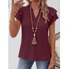 image:imageANRABESS Womens Tops Dressy Casual Blouse Flutter Short Sleeve ShirtsBurgundy
