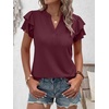 image:imageANRABESS Womens Tops Dressy Casual Blouse Flutter Short Sleeve ShirtsBurgundy