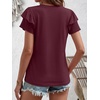 image:imageANRABESS Womens Tops Dressy Casual Blouse Flutter Short Sleeve ShirtsBurgundy