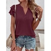 image:imageANRABESS Womens Tops Dressy Casual Blouse Flutter Short Sleeve ShirtsBurgundy