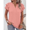 image:imageANRABESS Womens Tops Dressy Casual Blouse Flutter Short Sleeve ShirtsCoral