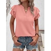 image:imageANRABESS Womens Tops Dressy Casual Blouse Flutter Short Sleeve ShirtsCoral
